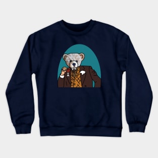 Bear In Suit Drinking Wine Portrait Crewneck Sweatshirt